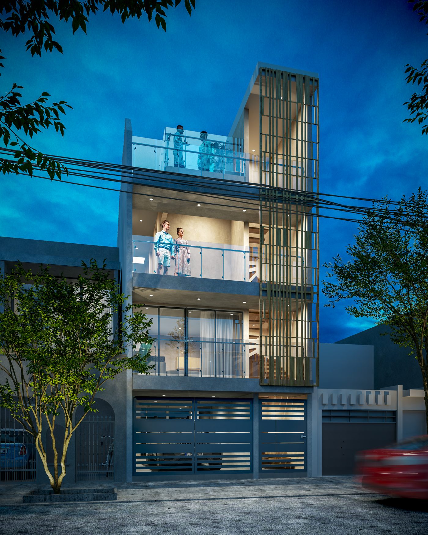 Residencia Ugalde — Render nocturno